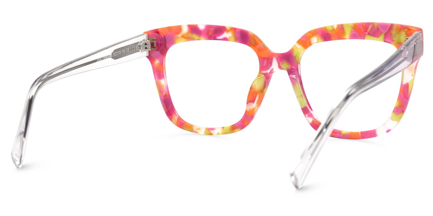 Square Orange Marble Eyeglass Frames - Nina Acetate Glasses4