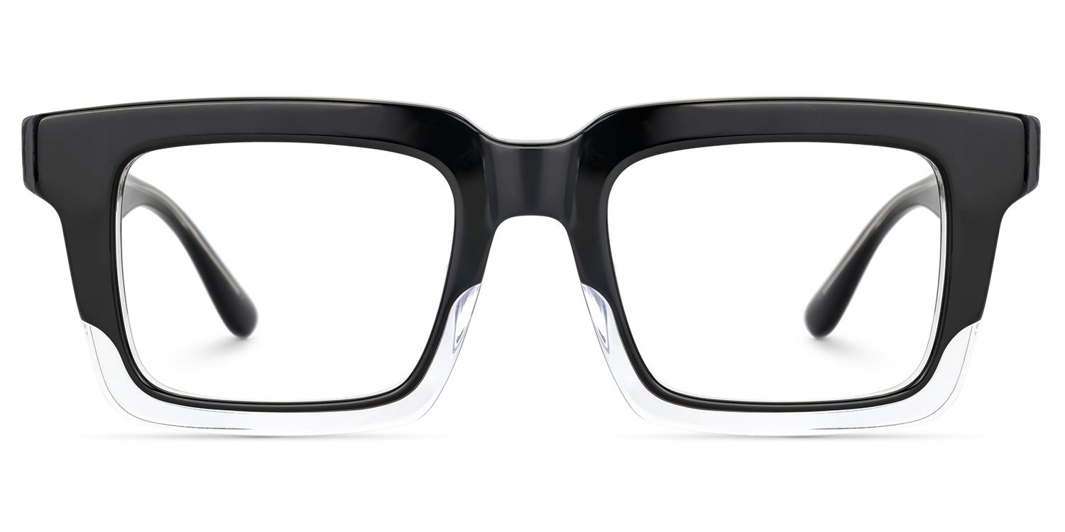 Holly Rectangle Glasses with Black Top and Clear Bottom0