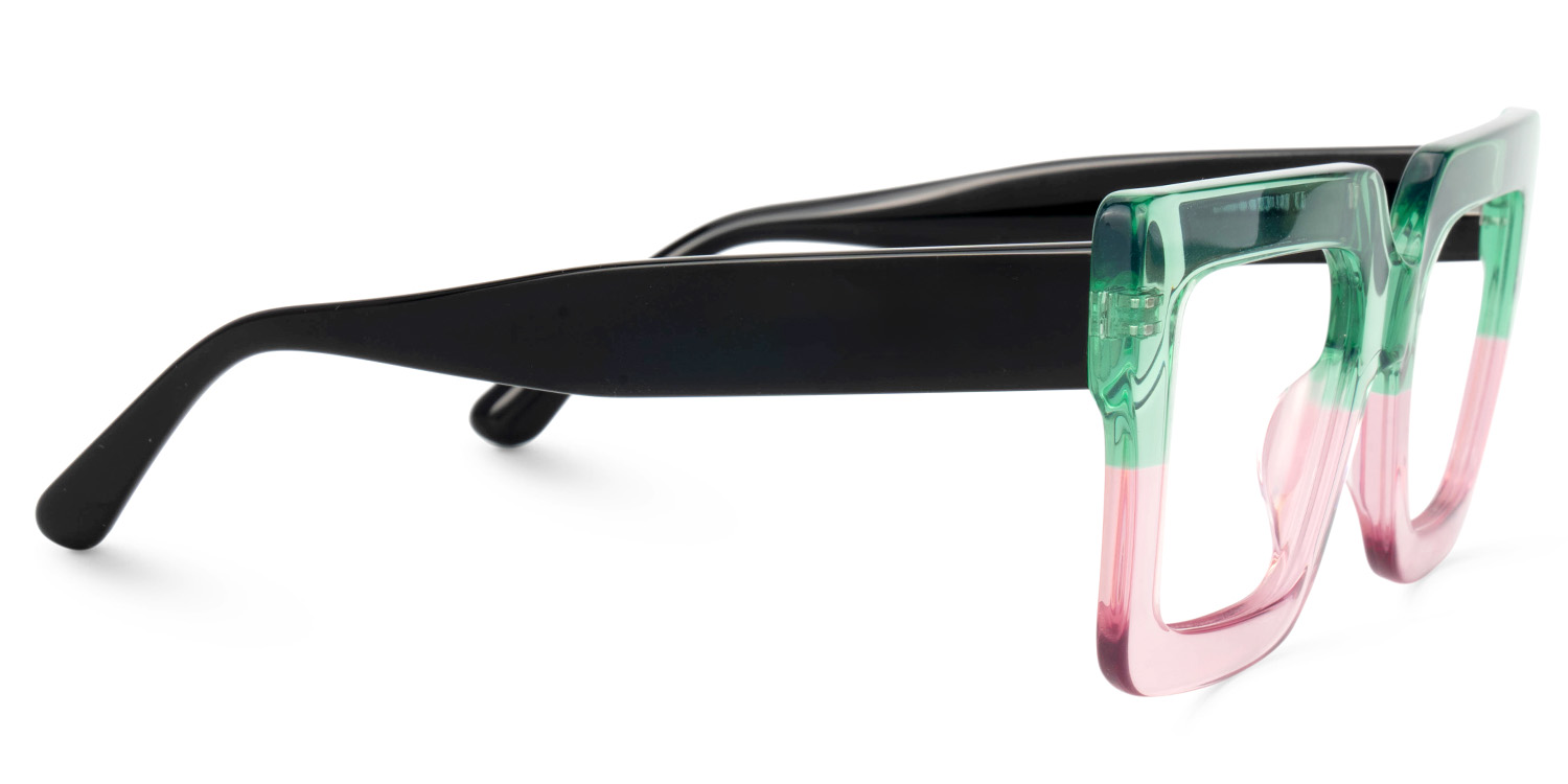 Brandon Square Green-Pink Oversized Frame Glasses2