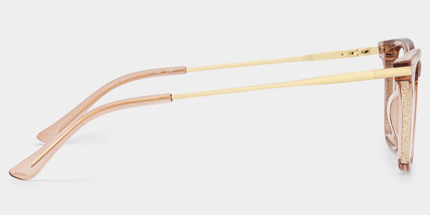 Selena Transparent Beige Rectangle Sparkling Frame Glasses | ZEELOOL3