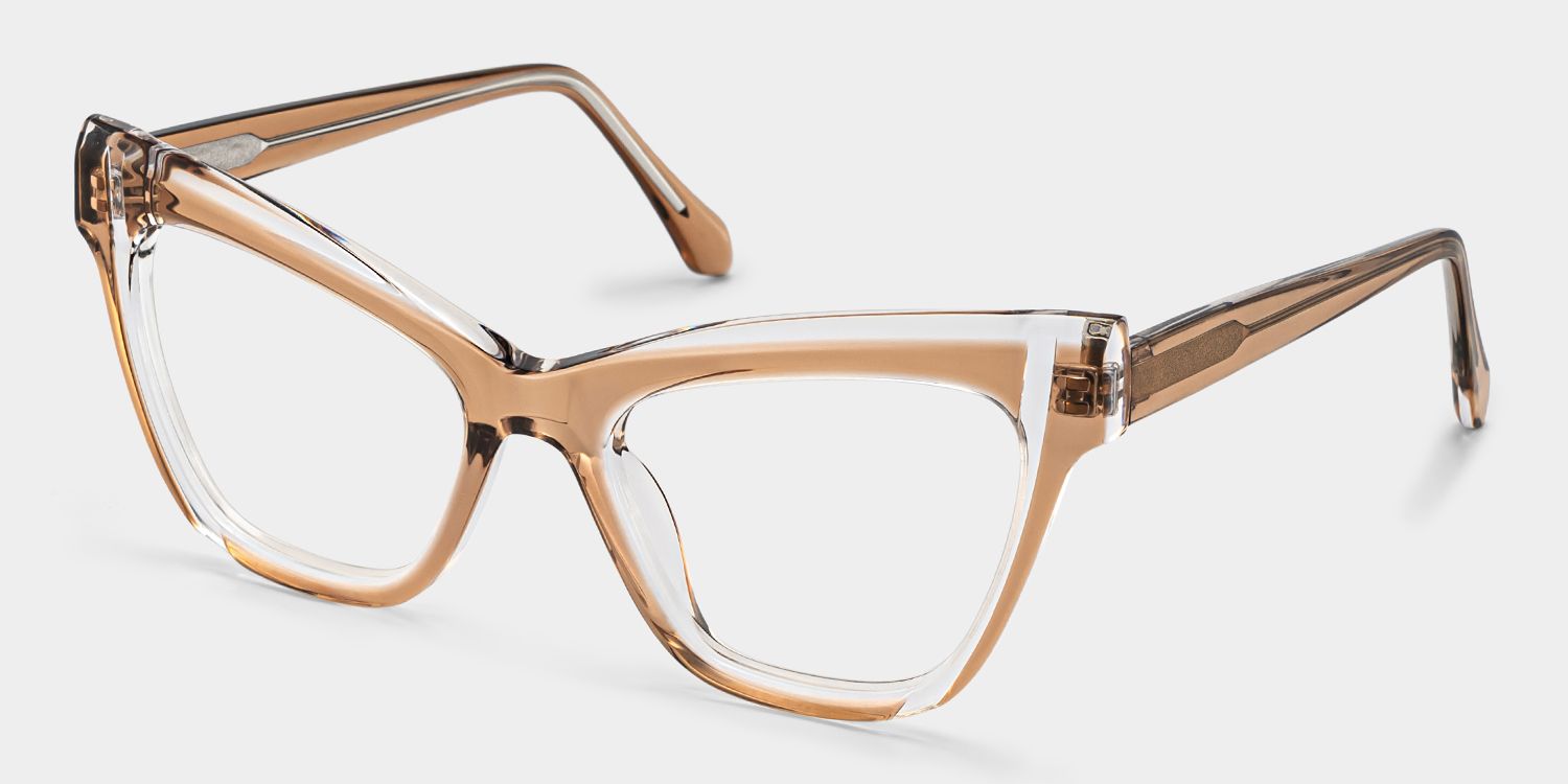Saucie Light Brown Cat eye Frame Glasses | Zeelool2