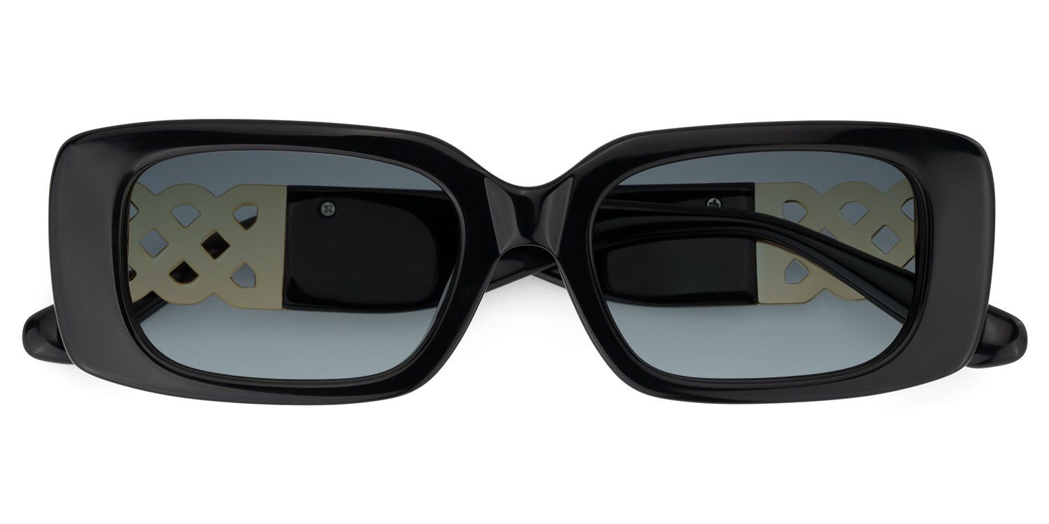 Jonas Rectangle Black Full Rim Sunglasses | ZEELOOL CA0