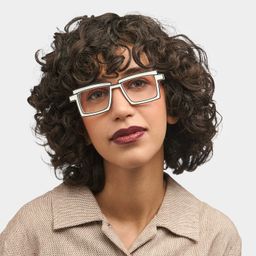 Zephyr Rectangle White Glasses0