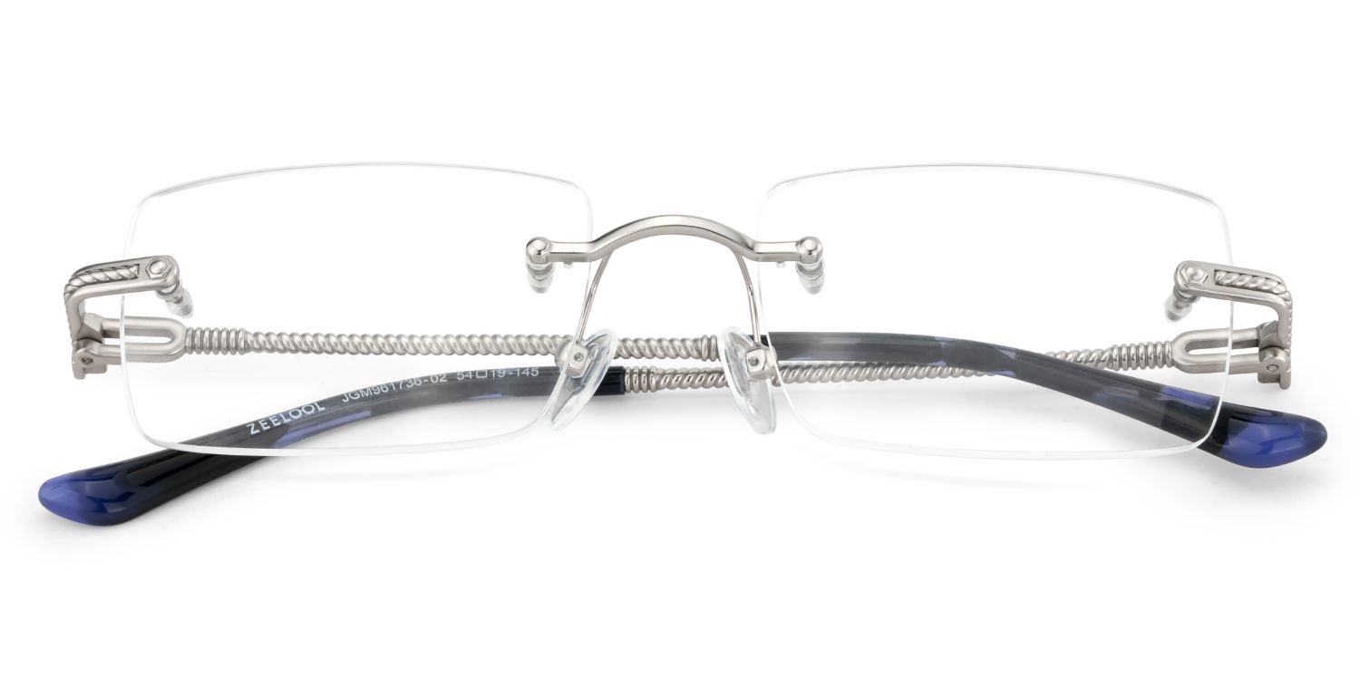 Silver Rimless Eyeglasses Frames With Adjustable Nose Pads3