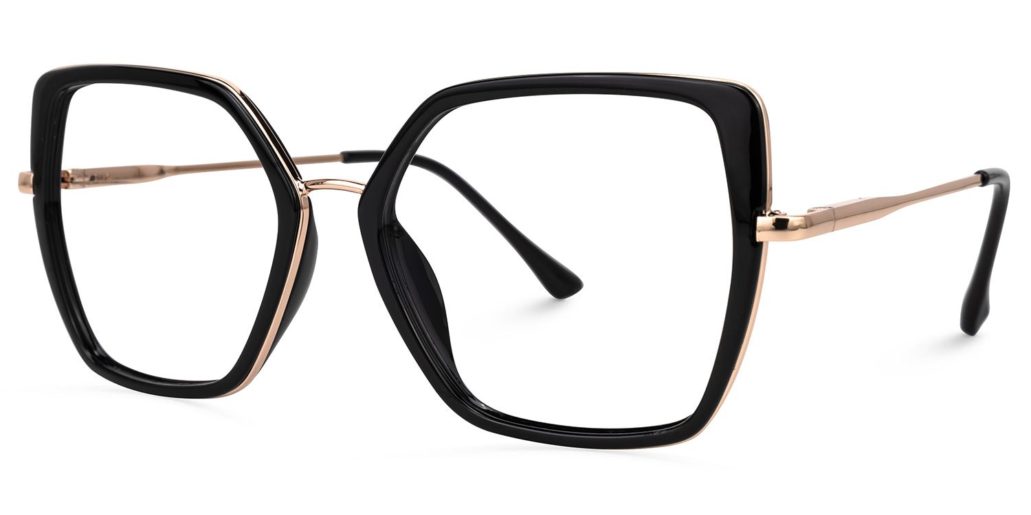Geometric Keller Black Glasses deals -Zeelool Glasses2