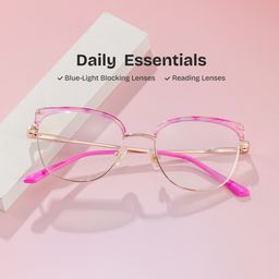Beau Cat eye Pink Gold Glasses0