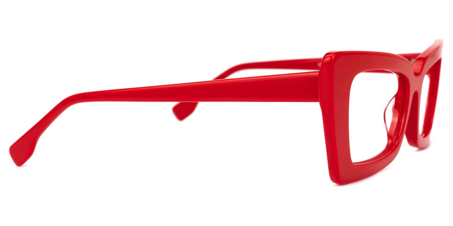 Newell Bright Red Rectangle Large Frame Glasses | ZEELOOL Canada2