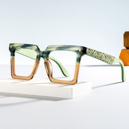 Pierre Square Green Brown Glasses0