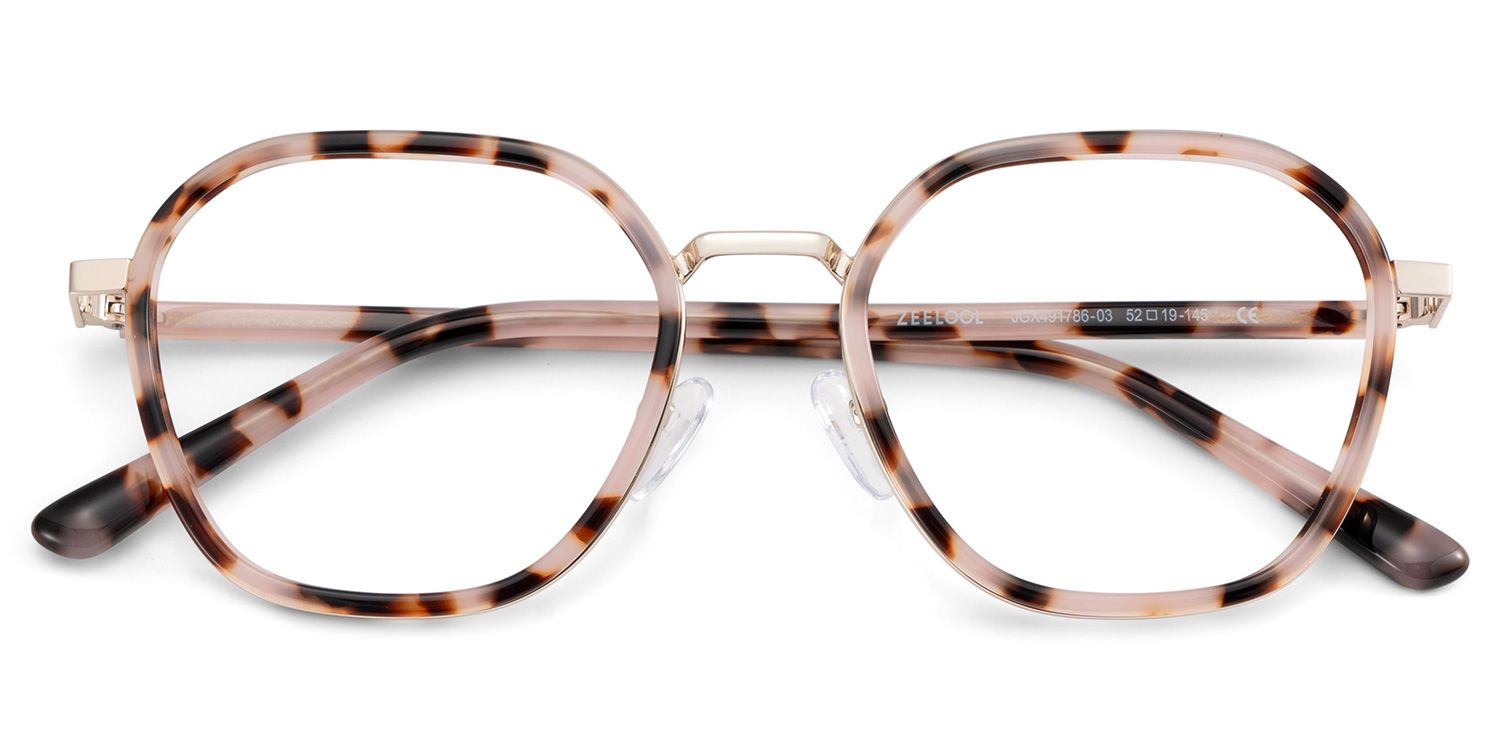 Mitchell Mixed Pink-tortoise Frame Glasses with Geometric Shape | ZEELOOL Canada2