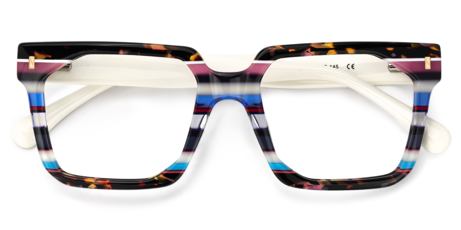Full Rim Rectangle Glasses With White Temples2