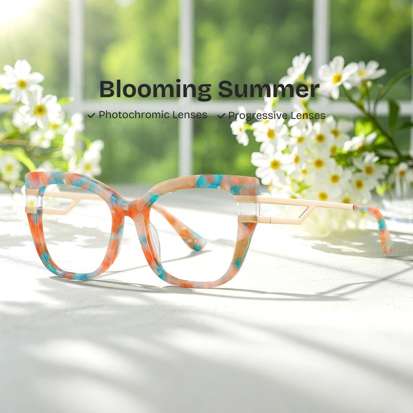 Kieran Rectangle Floral Glasses