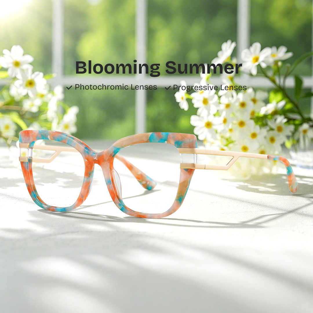 ZEELOOL Kieran Rectangle Floral Glasses