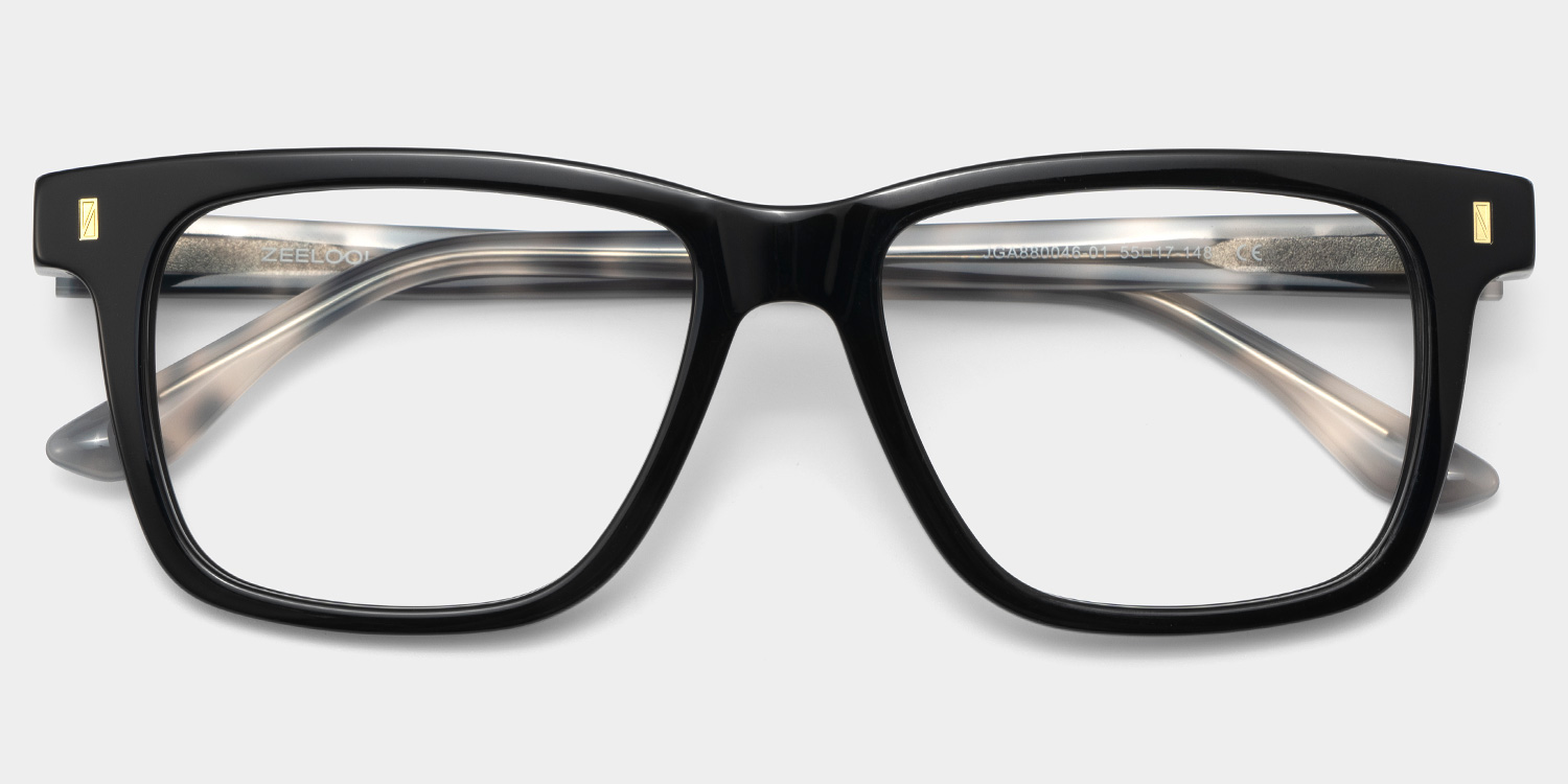 Travis Rectangle Black Glasses1