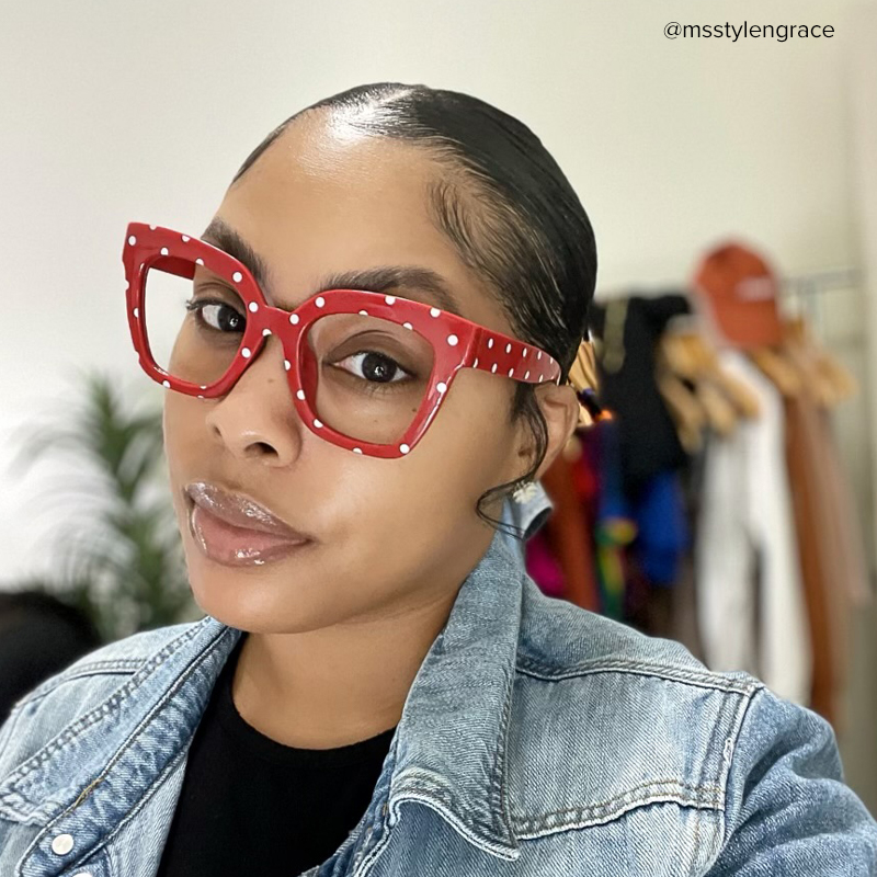 Malcolm Square Red Polka Dot Frame Gglasses | ZEELOOL Canada5
