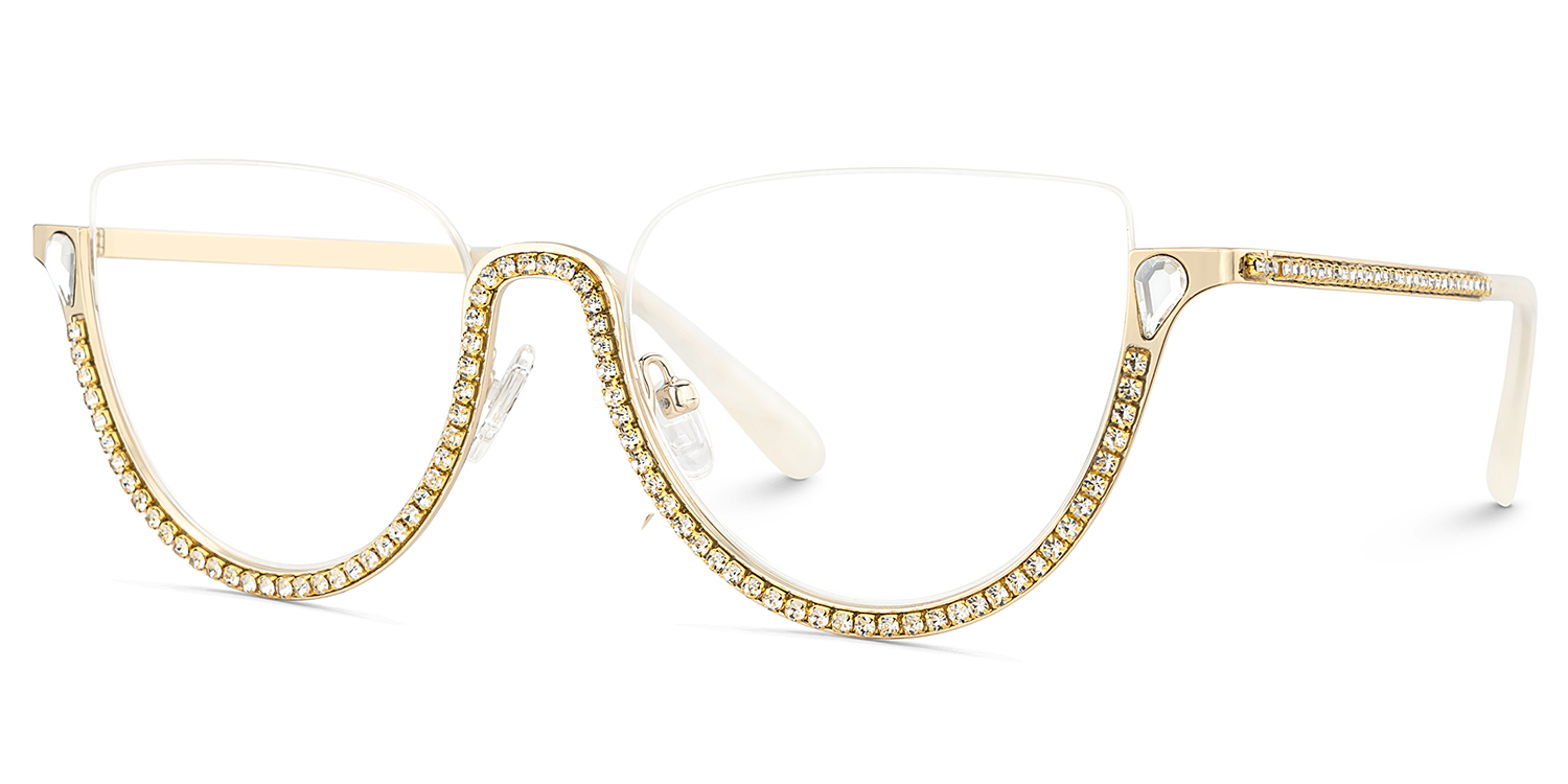 Sparkle Cateye Gold Glasses4