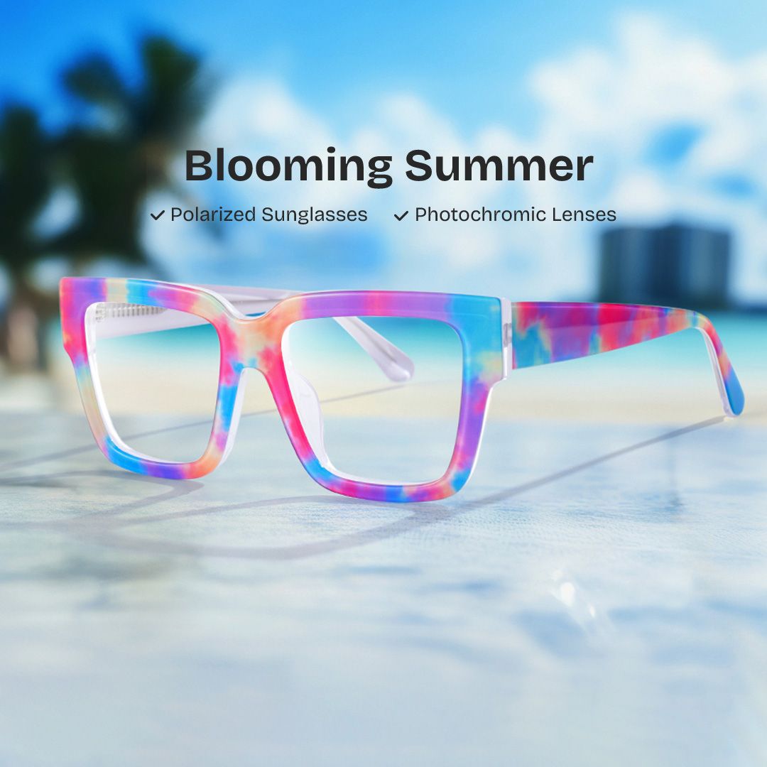Pop Acetate Colorful Frame Glasses with Square Shape | ZEELOOL Canada
