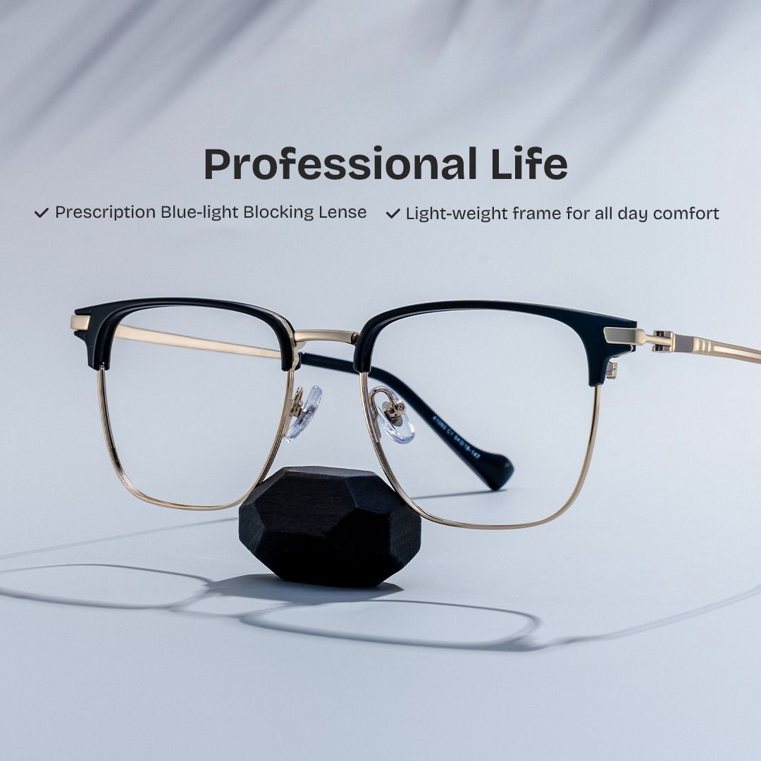 Owen Eyeglasses in Square Black Gold Frame | ZEELOOL Canada0