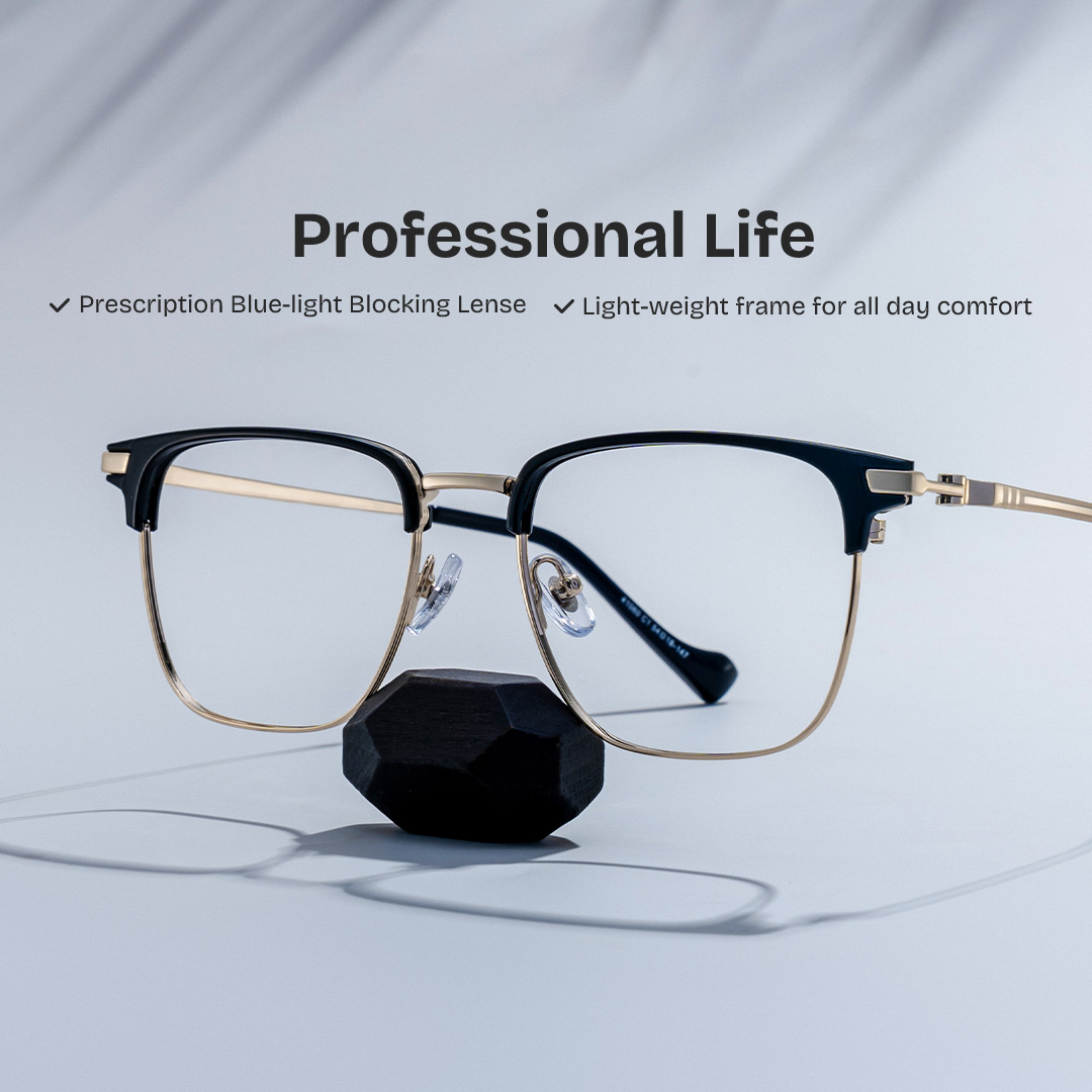Owen Eyeglasses in Square Black Gold Frame | ZEELOOL Canada0