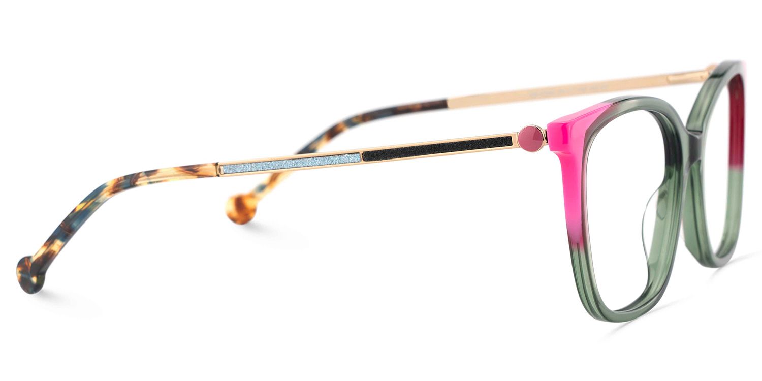 Nico Eyeglasses in Square Green Pink Frame | ZEELOOL Canada4