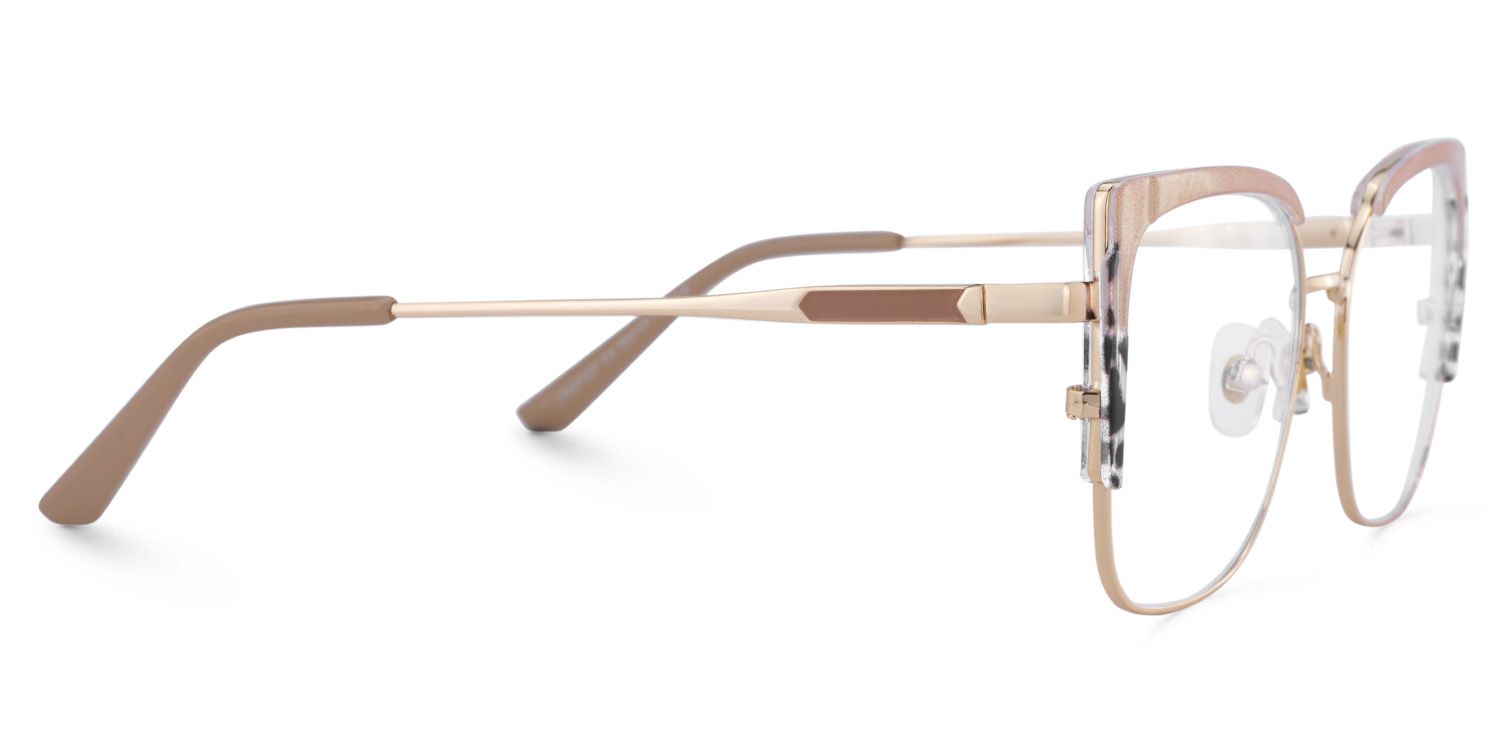 Khaki Tortoise Thin Frame Glasses With Metal Material4