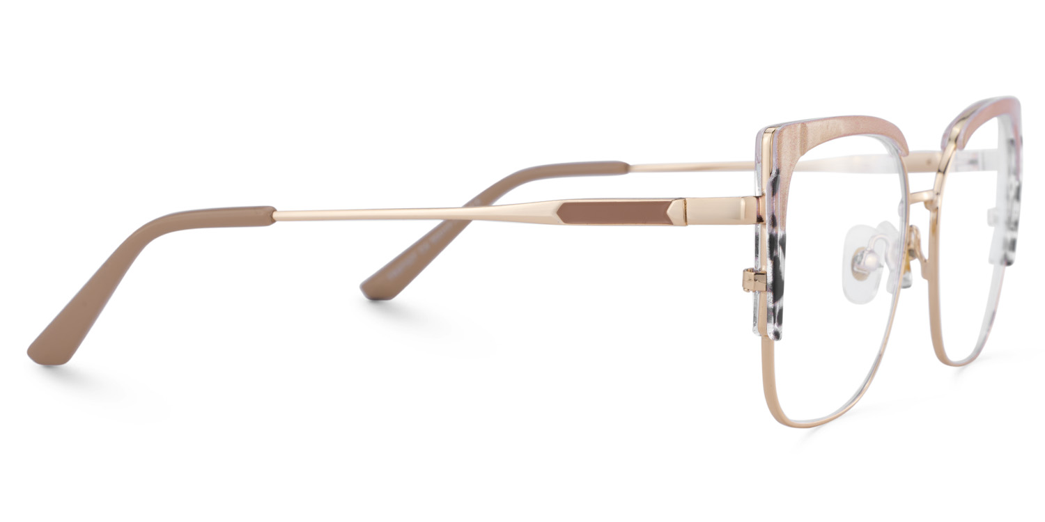 Khaki Tortoise Thin Frame Glasses With Metal Material4