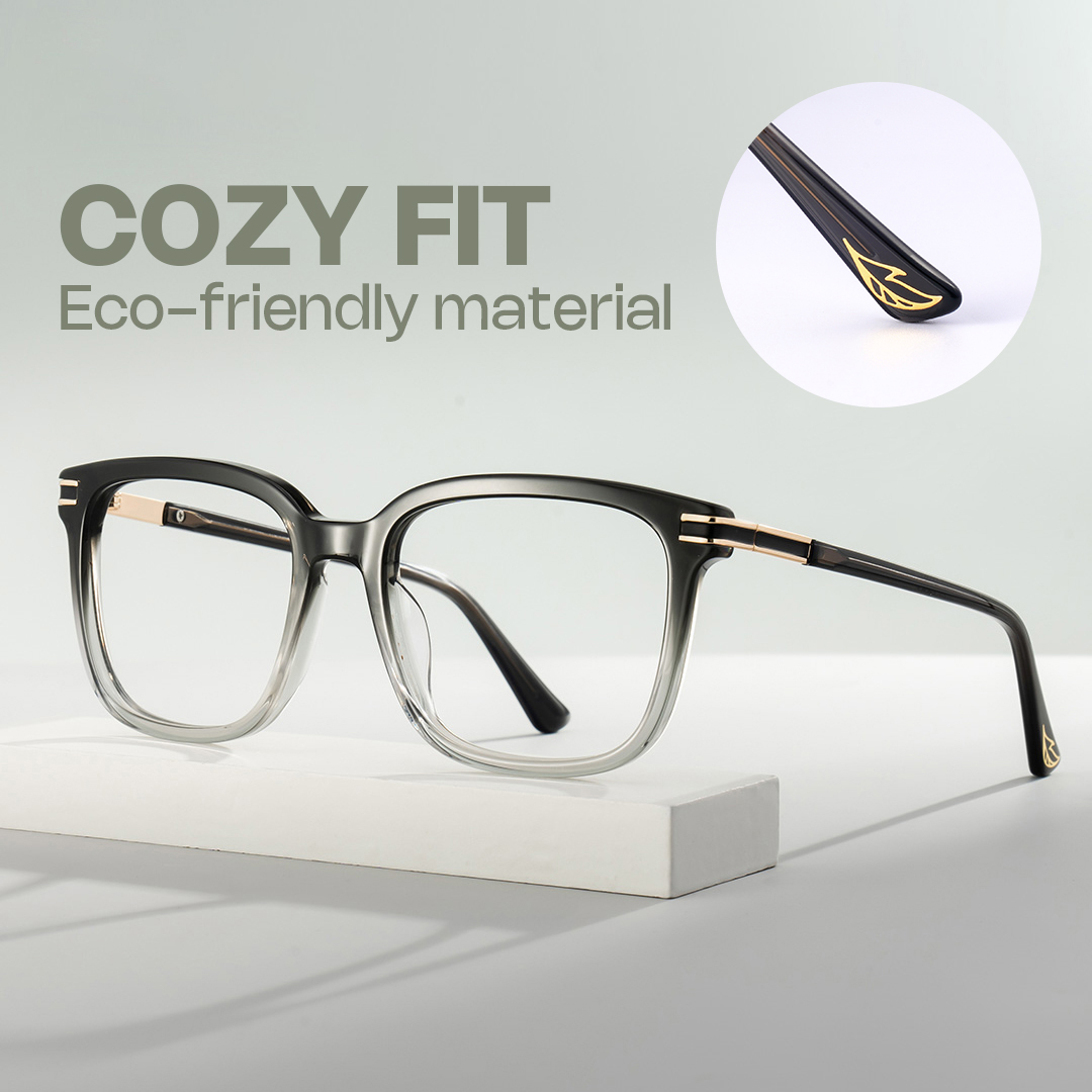 ZEELOOL Kenny Square Gray-Crystal Glasses