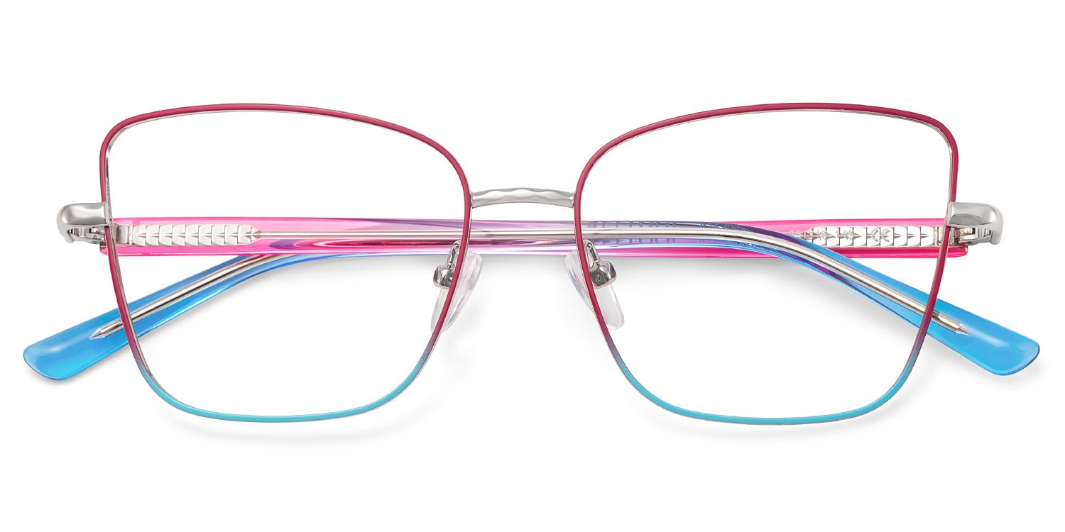 Jace Red-blue Square Prescription Glasses | Zeelool2