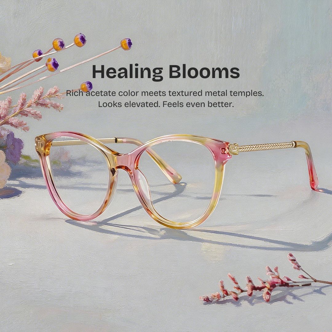 Eli Tortoise Round Mixed Flower Prescription Glasses | ZEELOOL0
