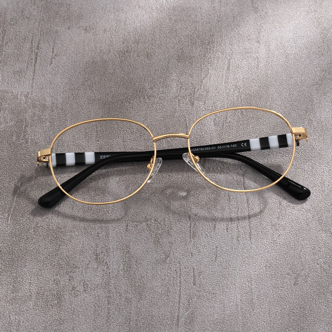 Willa Oval Gold Frame Eyeglasses for Woman| ZEELOOL Canada0