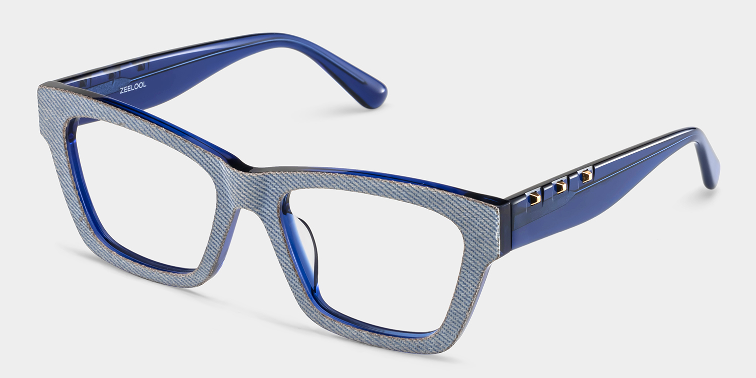 Cecilia Blue Frame Glasses with Rectangle Frame Online | ZEELOOL Canada3