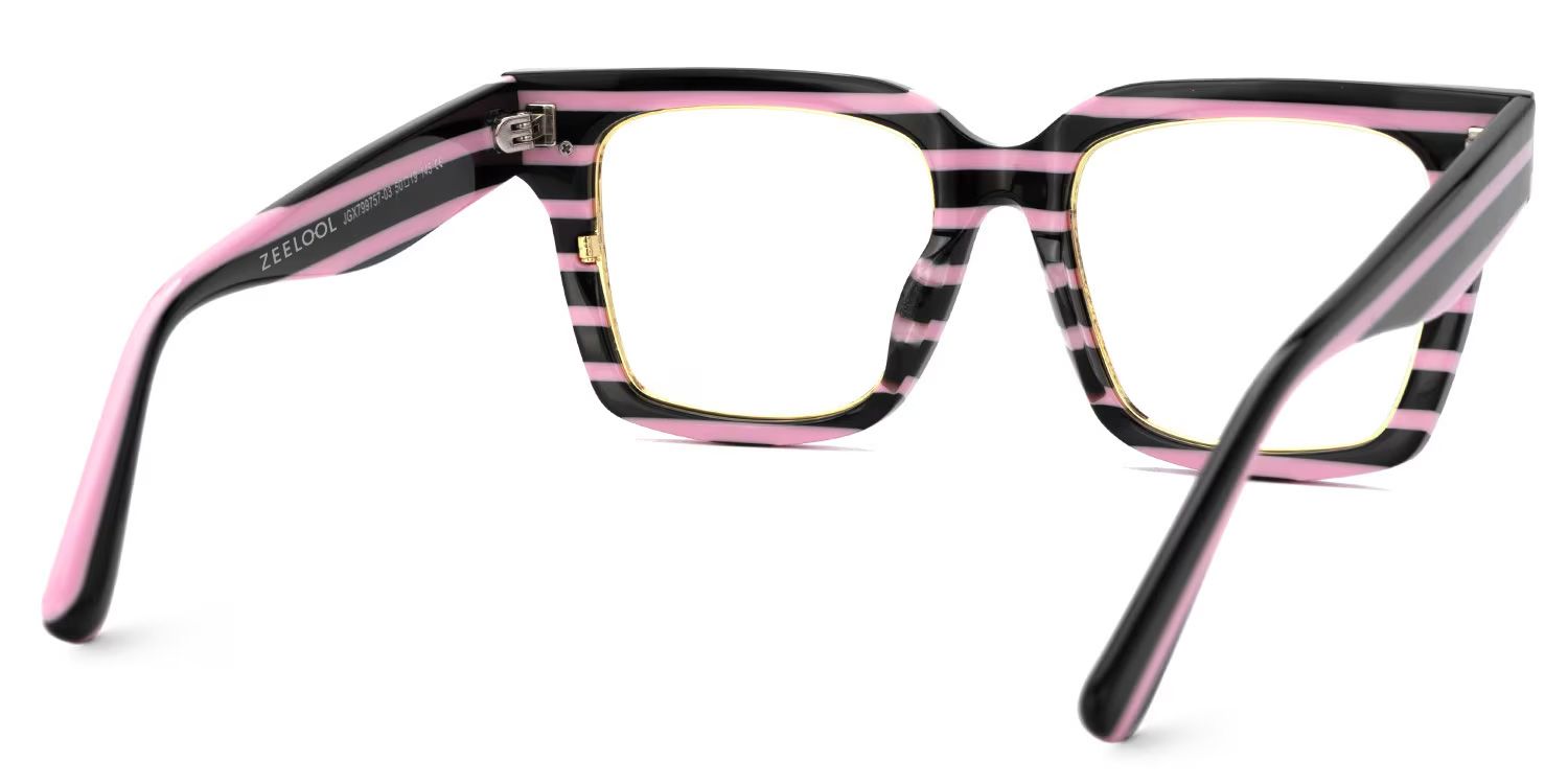Taylor Square Black Pink Striped Frame Glasses for females | ZEELOOL Canada3