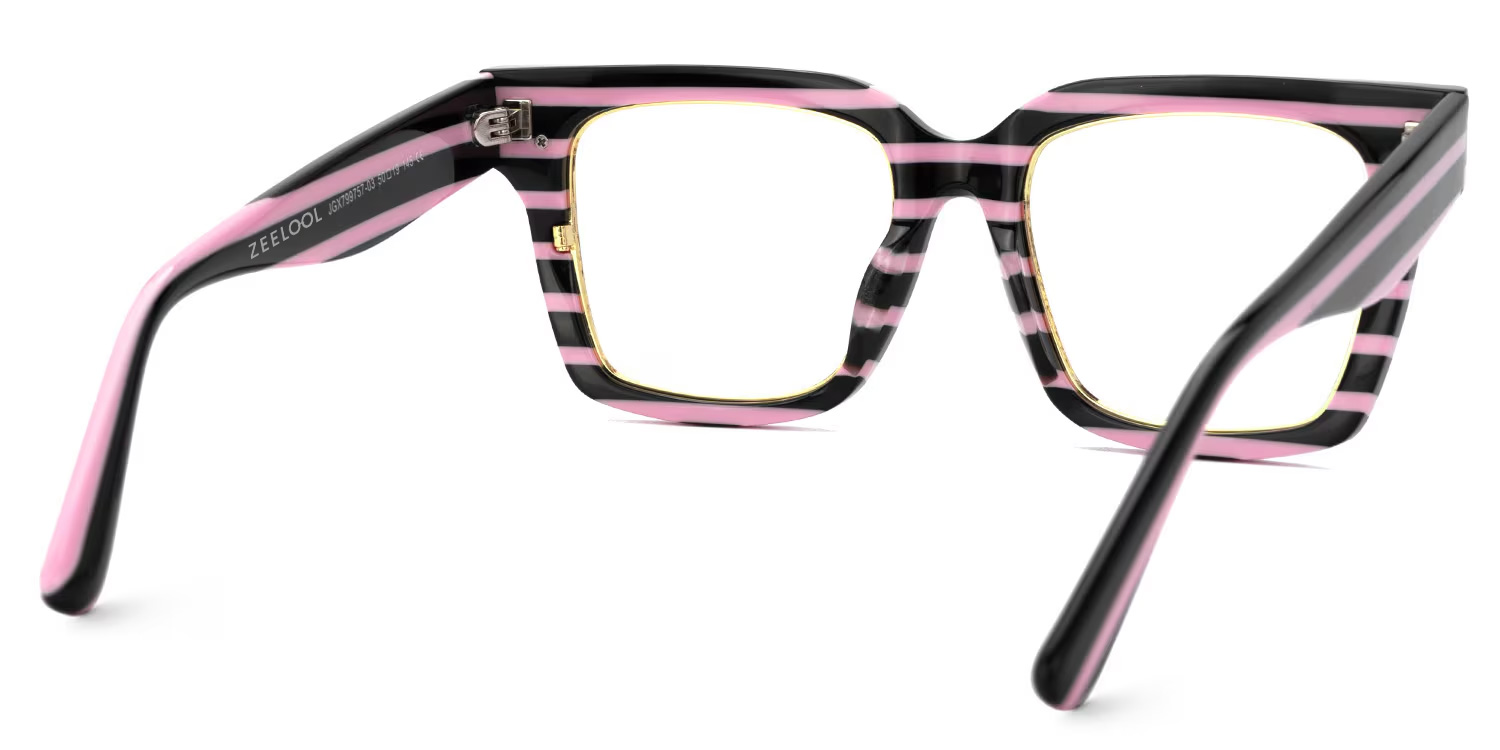 Taylor Square Black Pink Striped Glasses3