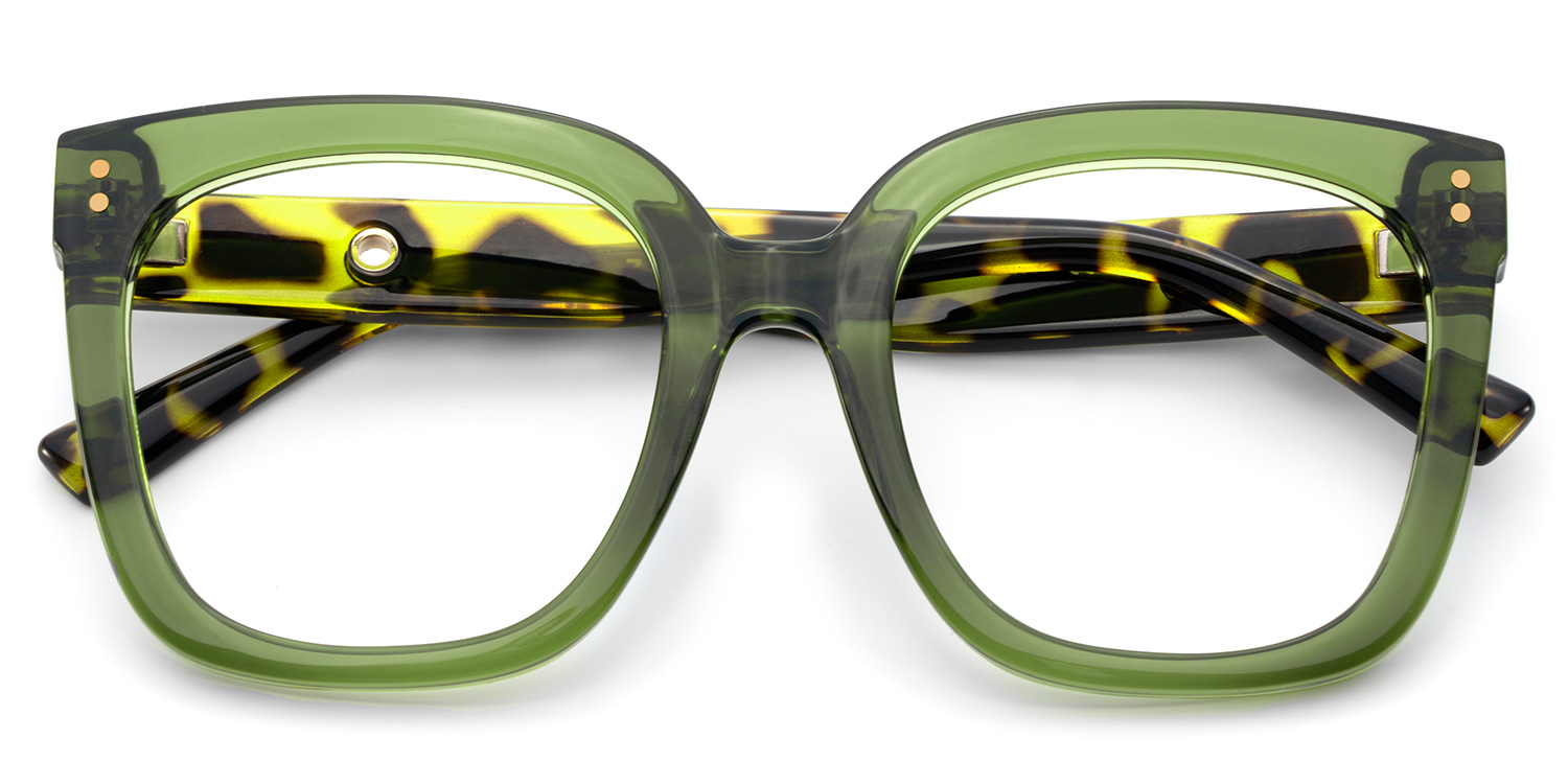Ebony Square Green Tortoise Glasses2