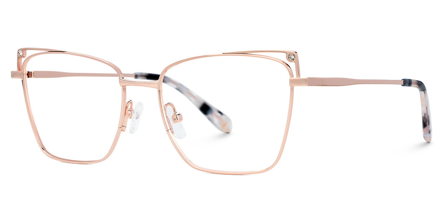Loraine Rectangle Rose Gold Glasses1