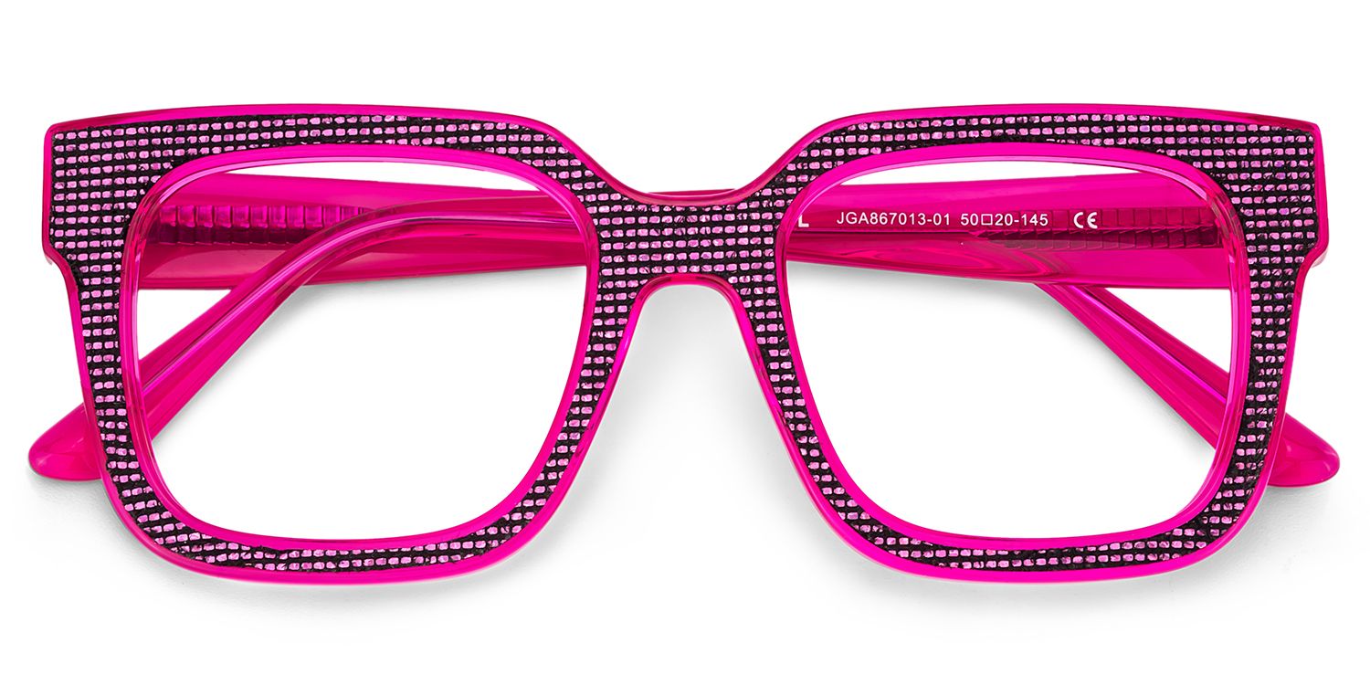 Square Rose Red Acetate Spectacle Frames2