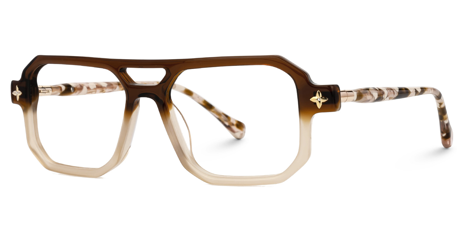 Brown Brackett Aviator Frame Eyeglasses | ZEELOOL Canada1