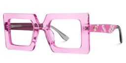 Tiffaney Square Transparent Pink Glasses3
