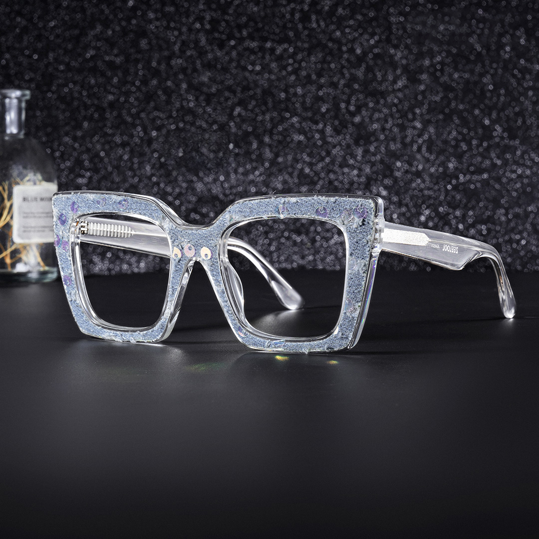 Full Transparent Glasses With light Blue Denim0