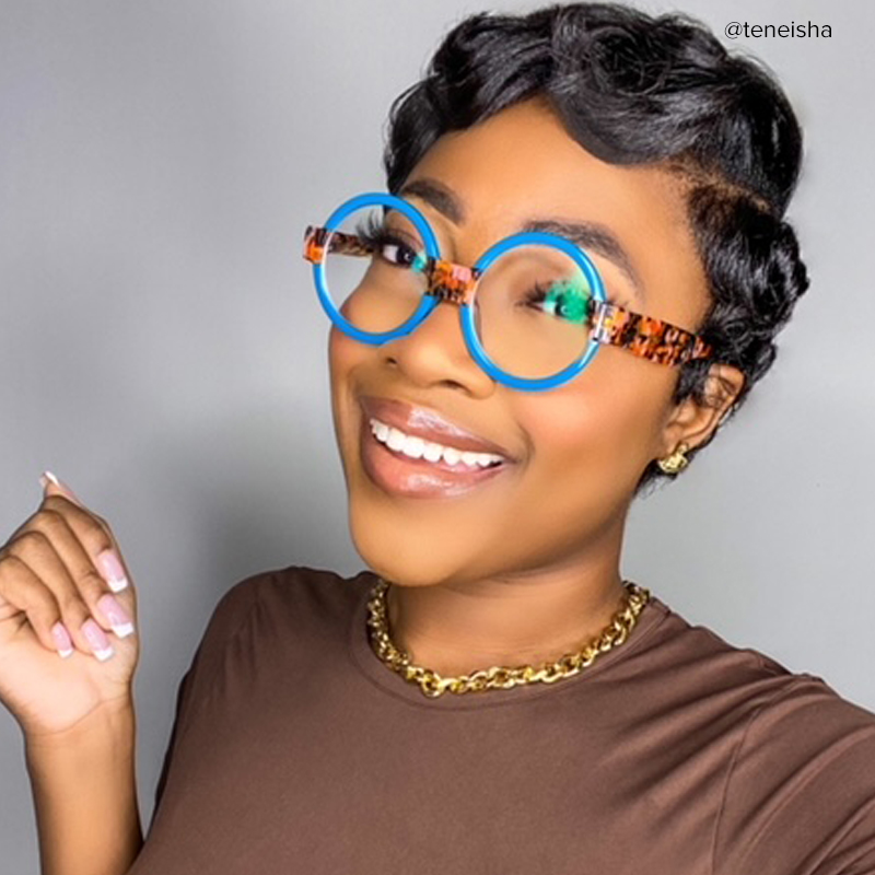 Lindsey Round Blue Frame Glasses | ZEELOOL Canada6