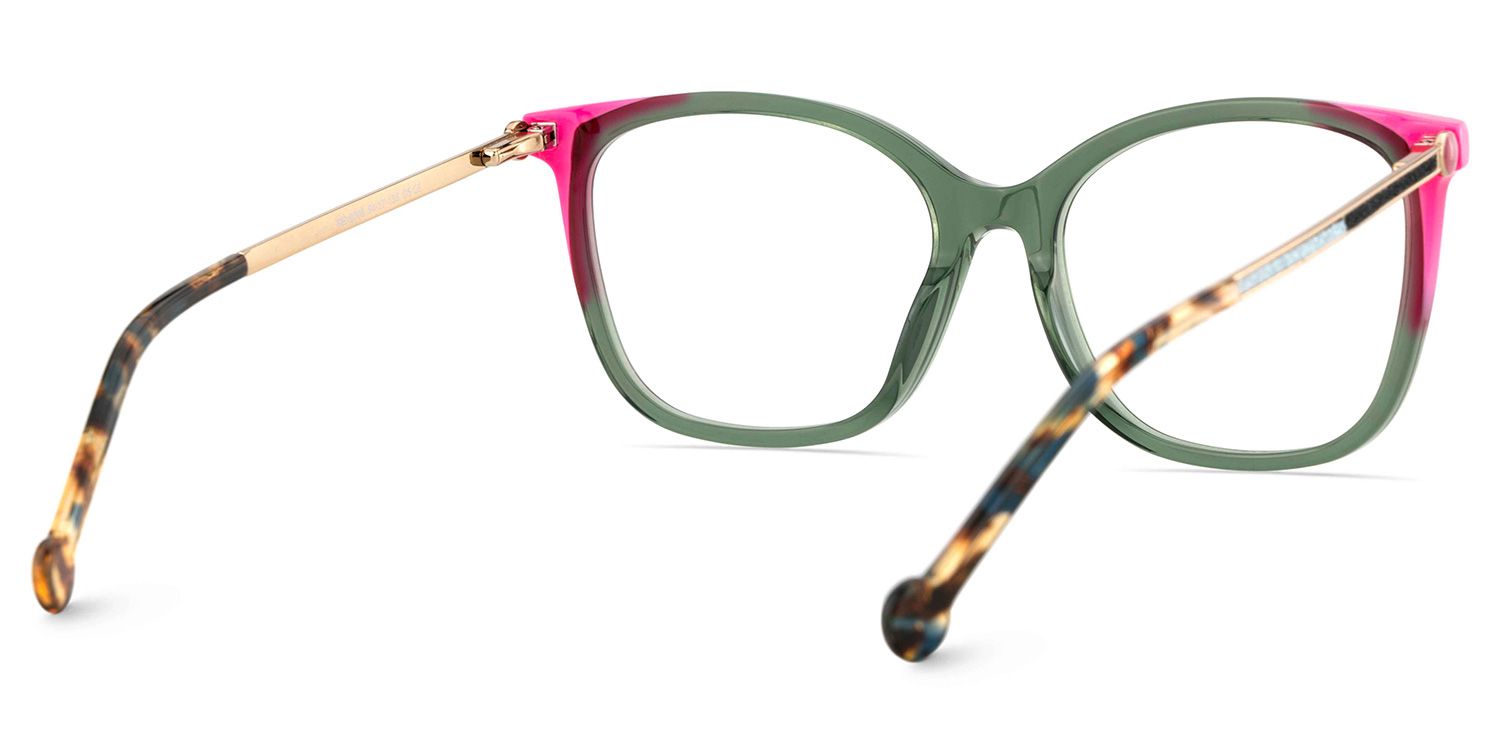 Nico Eyeglasses in Square Green Pink Frame | ZEELOOL Canada5
