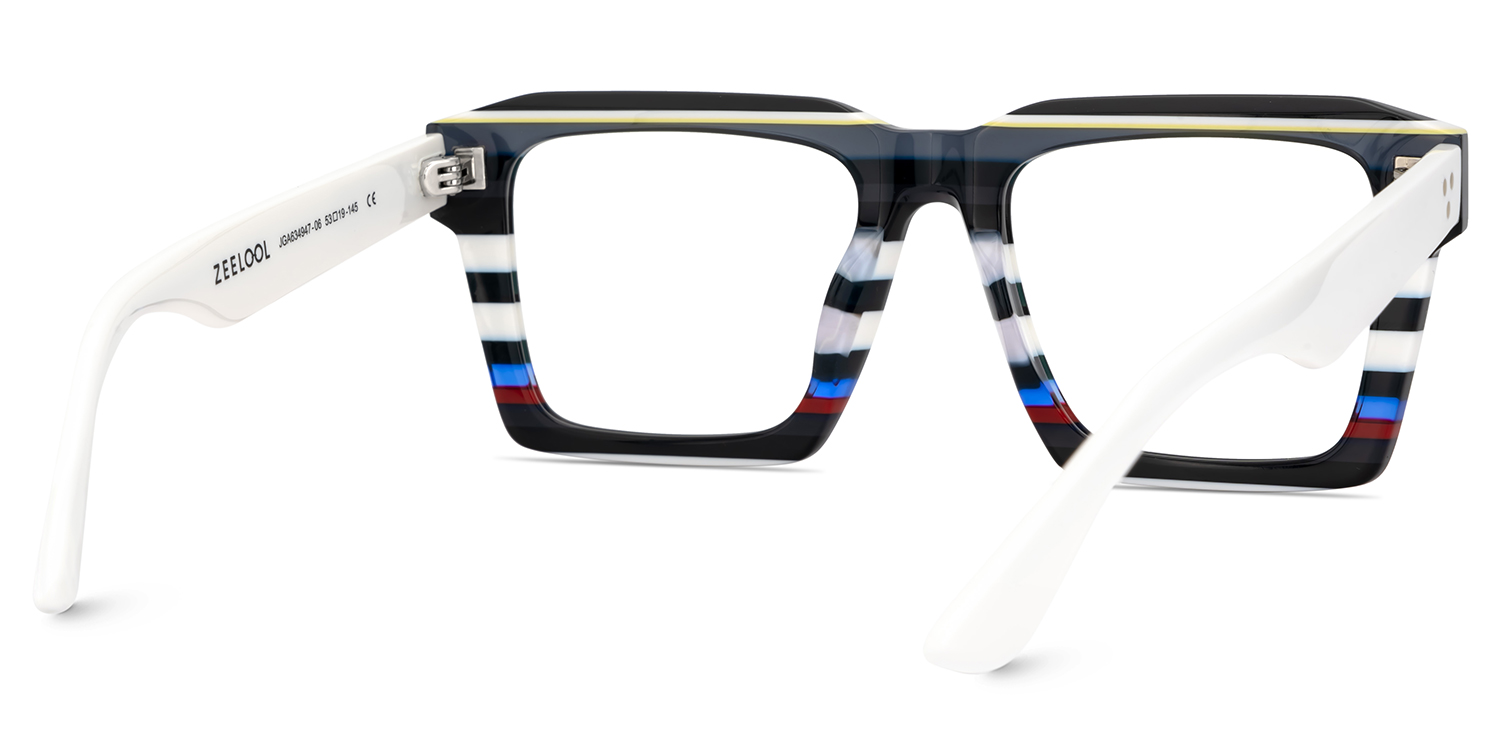 Big Square Eyeglasses Frames With Black and White Stripes5