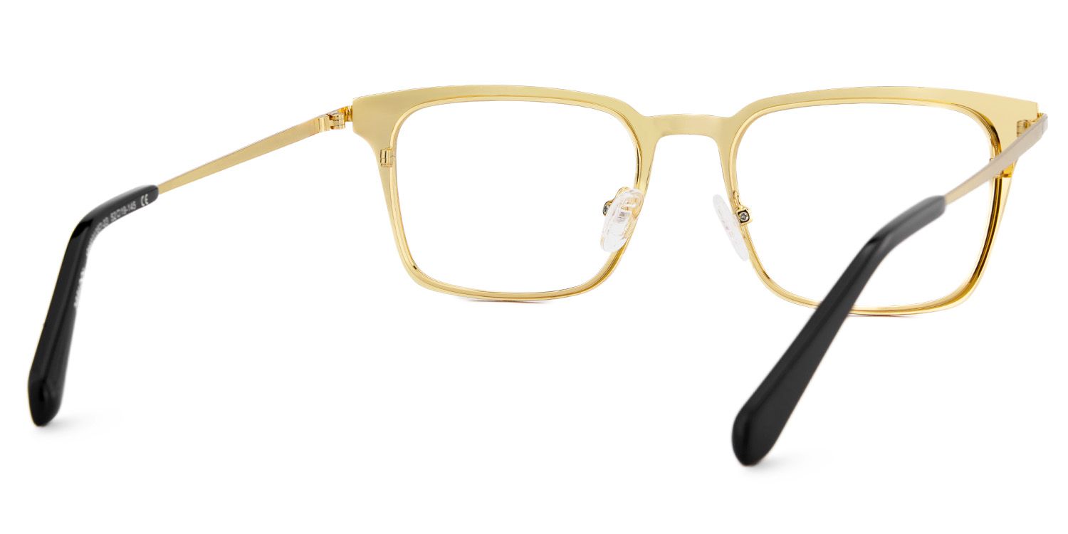 Gold Metal Frame Glasses With a Rectangle Shape5