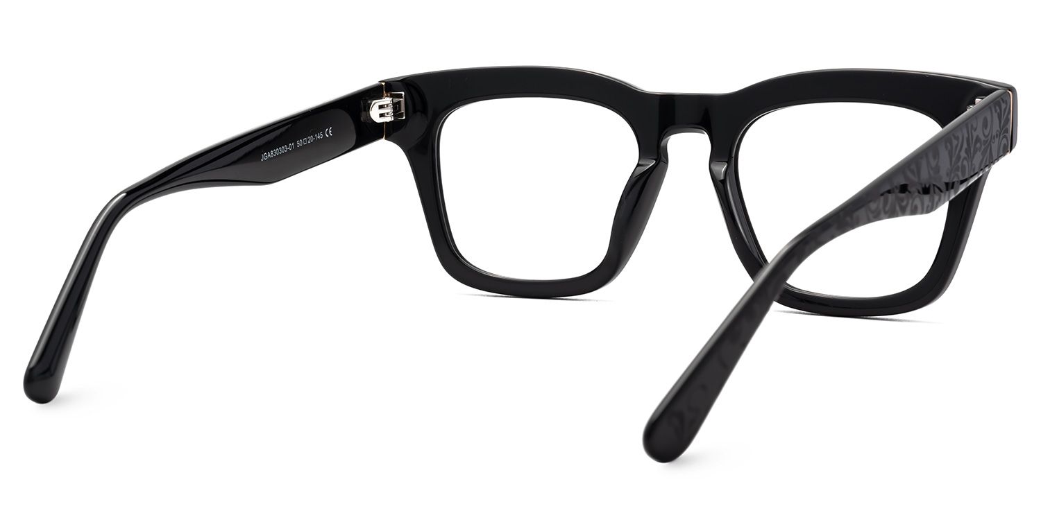Square Black Classic Glasses - Dodard Acetate Frame Glasses3