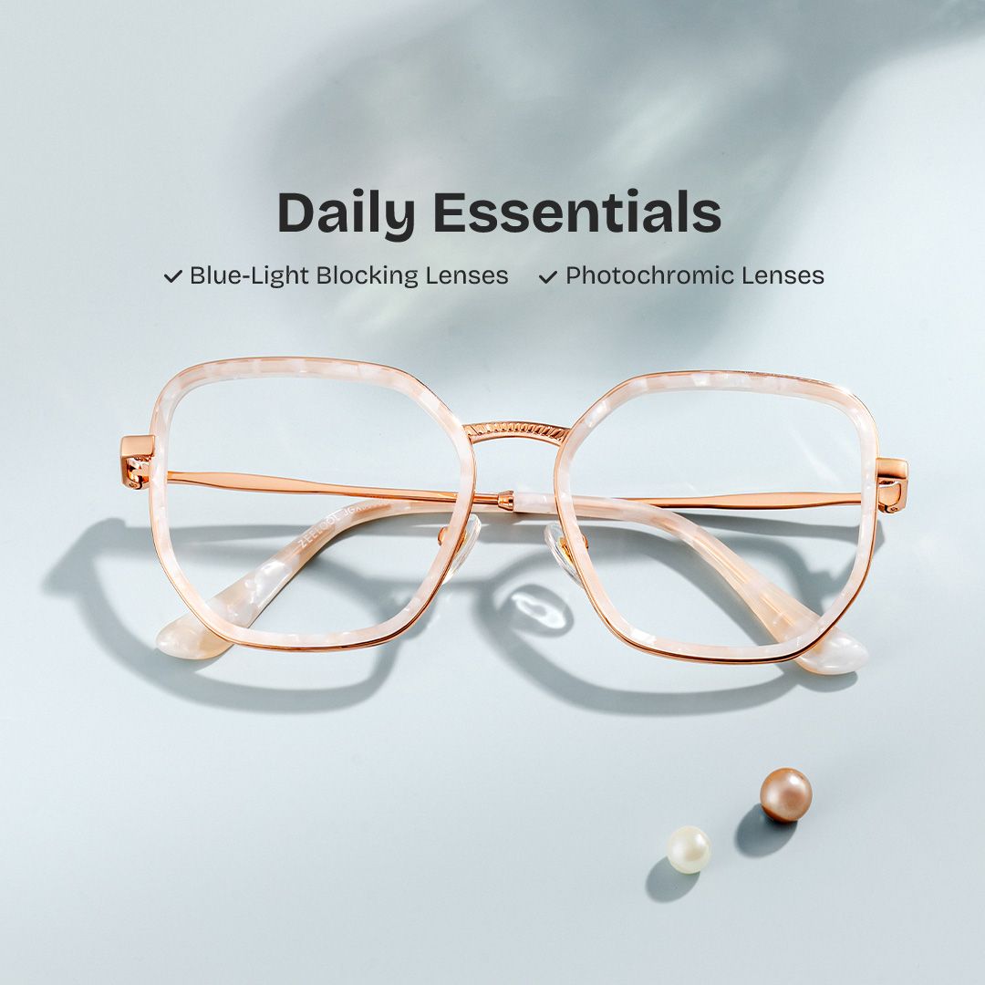 Levi Eyeglasses in Geometric Pearl White Frame | ZEELOOL Canada0