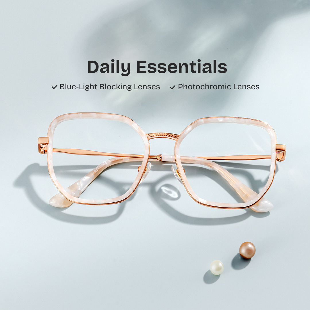 Levi Eyeglasses in Geometric Pearl White Frame | ZEELOOL Canada0