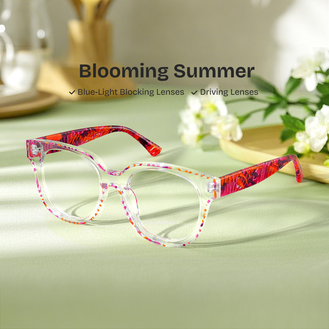 Jett Acetate Red Frame Glasses with Square Shape | ZEELOOL Canada0