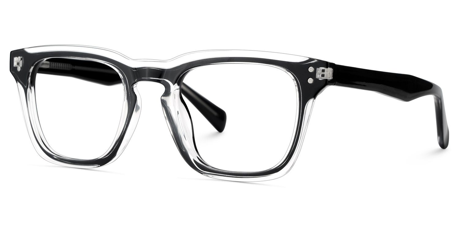 Tr90 Eyeglasses Frames With Rectangle Shape and Black Clear Color3