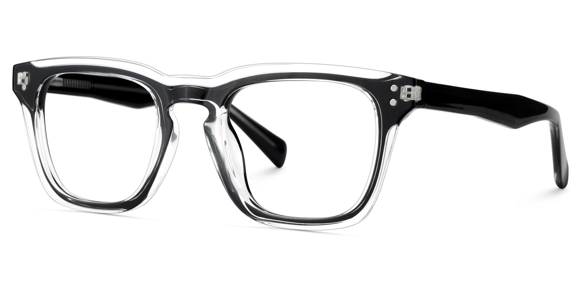 Tr90 Eyeglasses Frames With Rectangle Shape and Black Crystal Color3