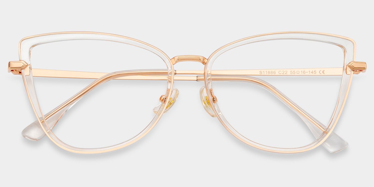 Cat eye Clear Eyeglasses- Sloane Mixed Frame Glasses1