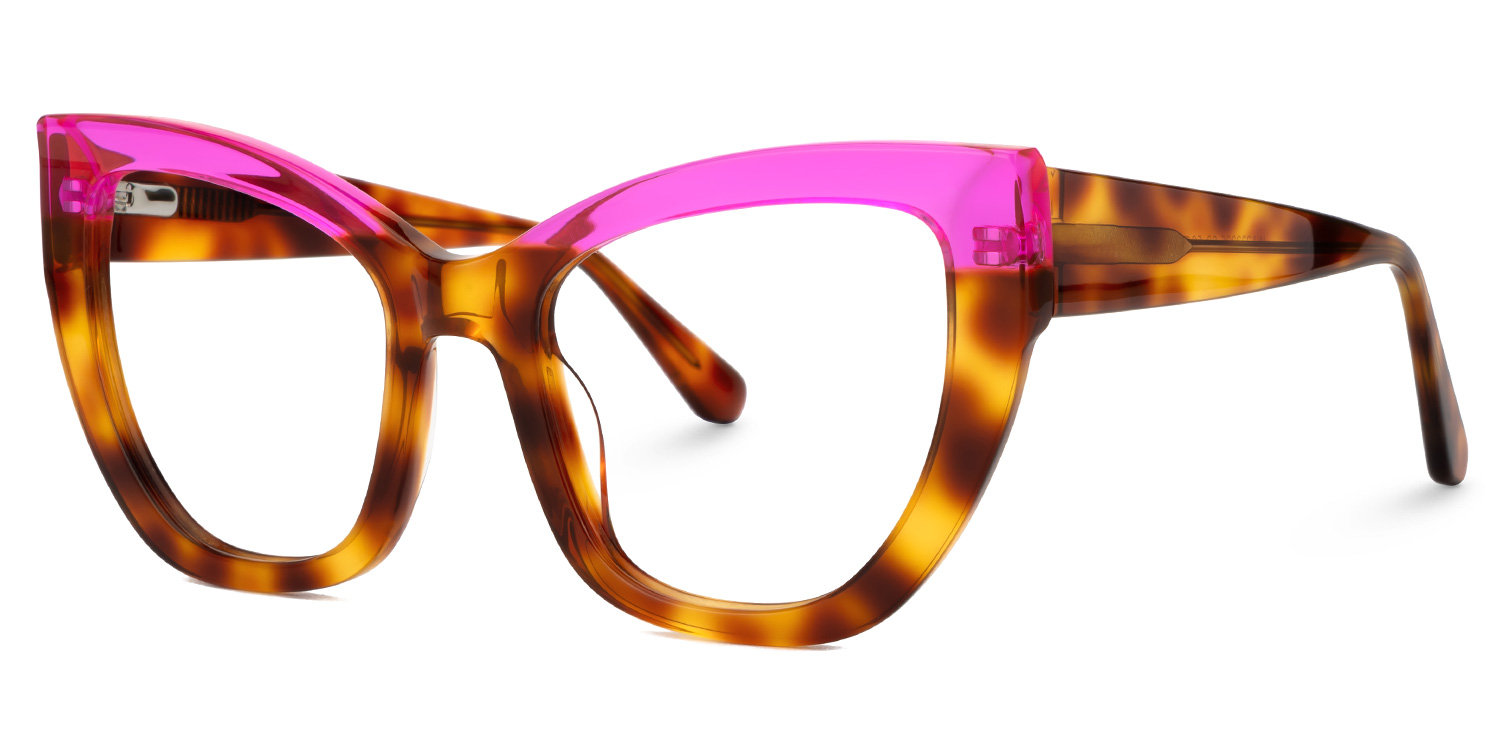 Shahdia Geometric Brown-Rose Red Frame Glasses | ZEELOOL Canada1